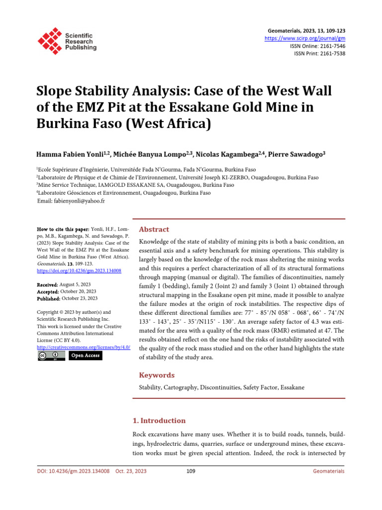 Slope Stability Analysis at Essakane Mine | PDF | Applied And ...