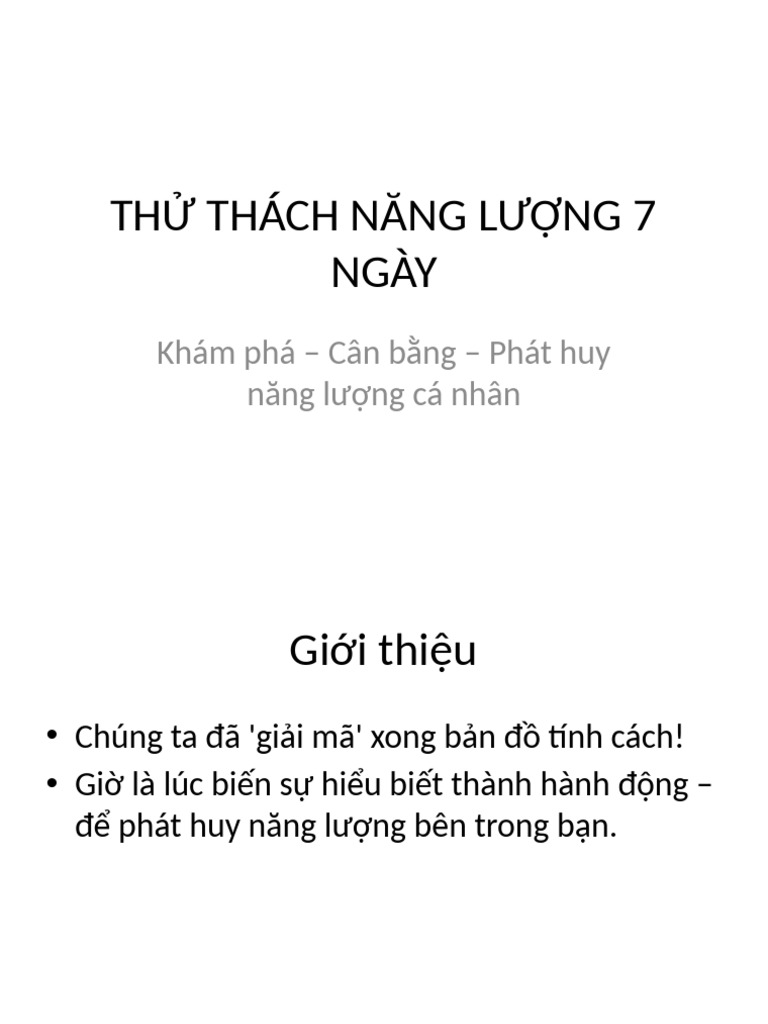 Thu Thach Nang Luong 7 Ngay | PDF