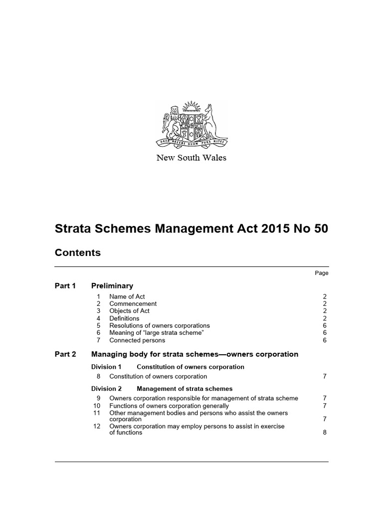 Strata Management Act New South Wales | PDF | Mediation | Lease