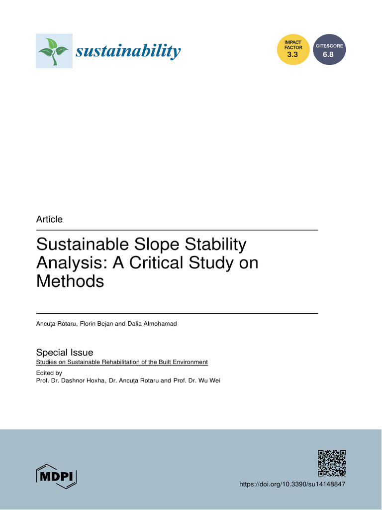 Sustainable Slope Stability Methods Analysis | PDF | Finite Element ...