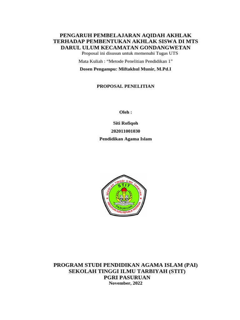 UTS Proposal Kuantitatif Rofiqoh | PDF