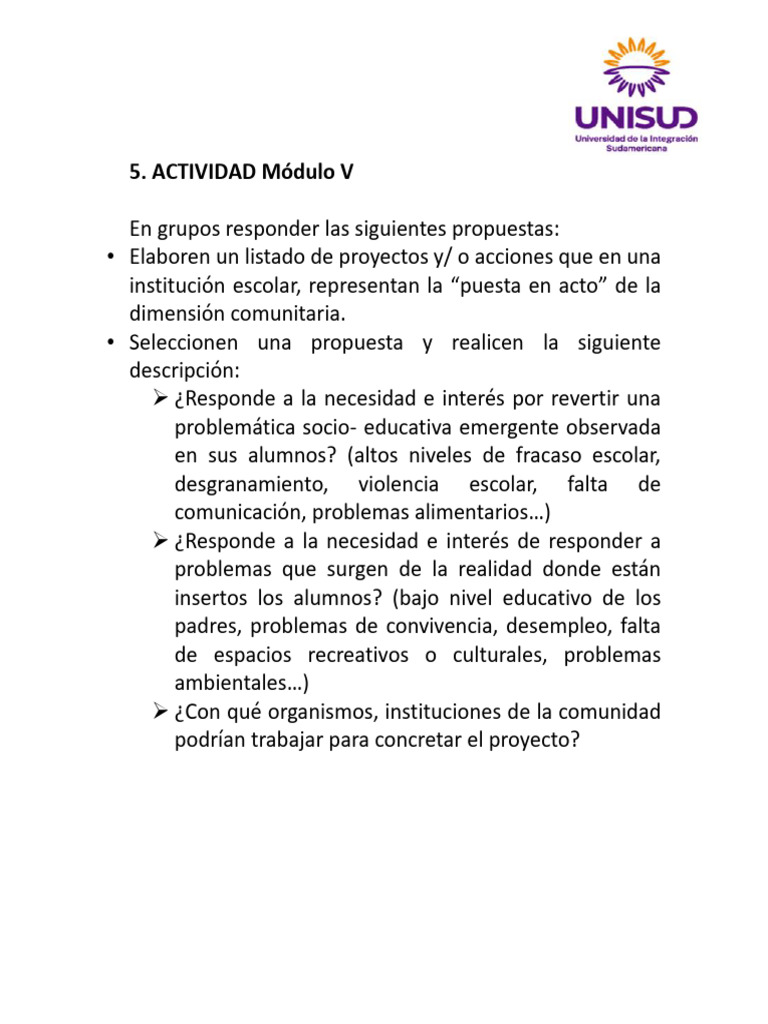 Proyectos comunitarios en escuelas | PDF