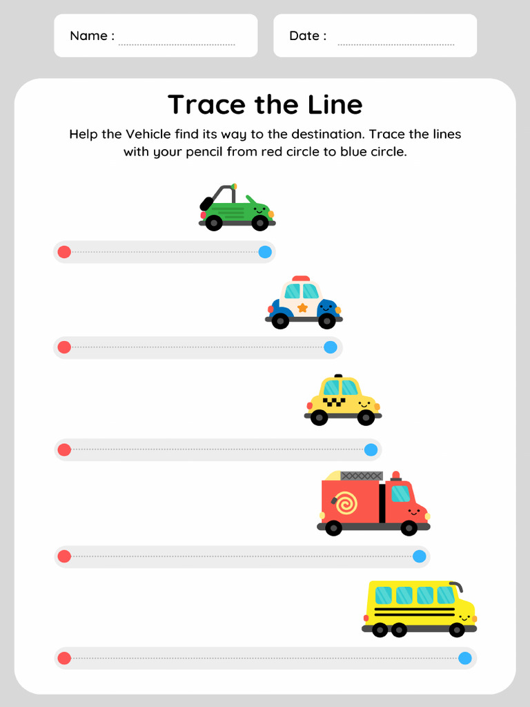 Simple Illustrative Trace The Line Worksheet | PDF
