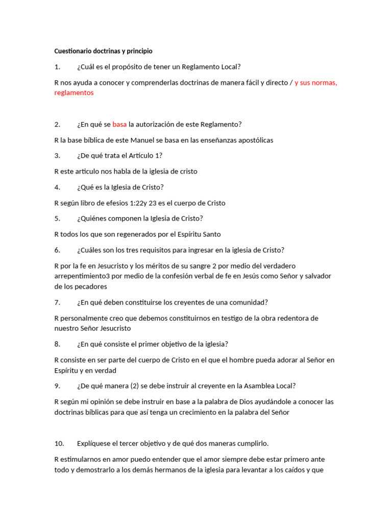 Doctrinas y Principios de la Iglesia de Cristo | PDF
