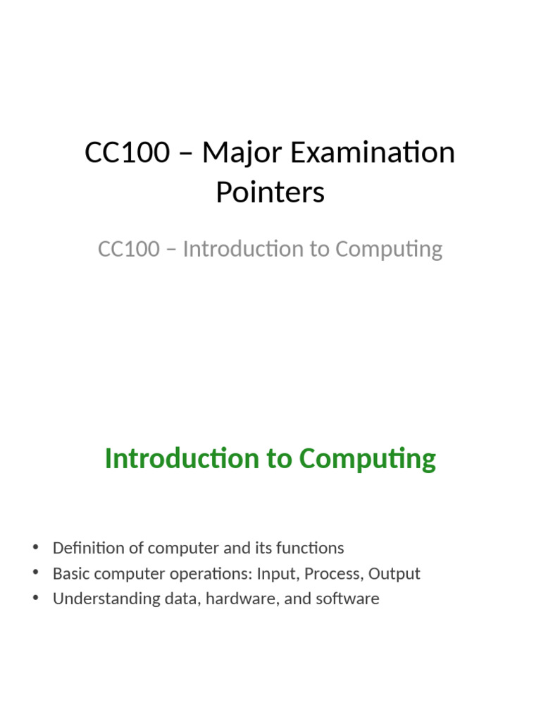 CC100 Exam Guide: Computing Basics | PDF