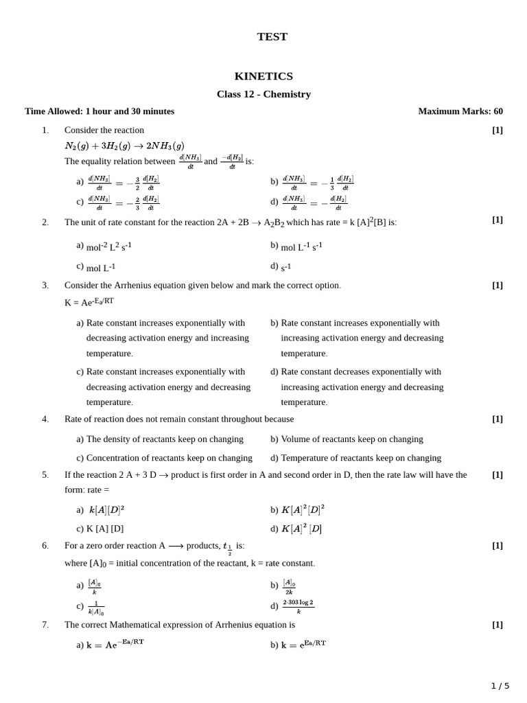 Kinetics .PDF | PDF | Reaction Rate | Activation Energy