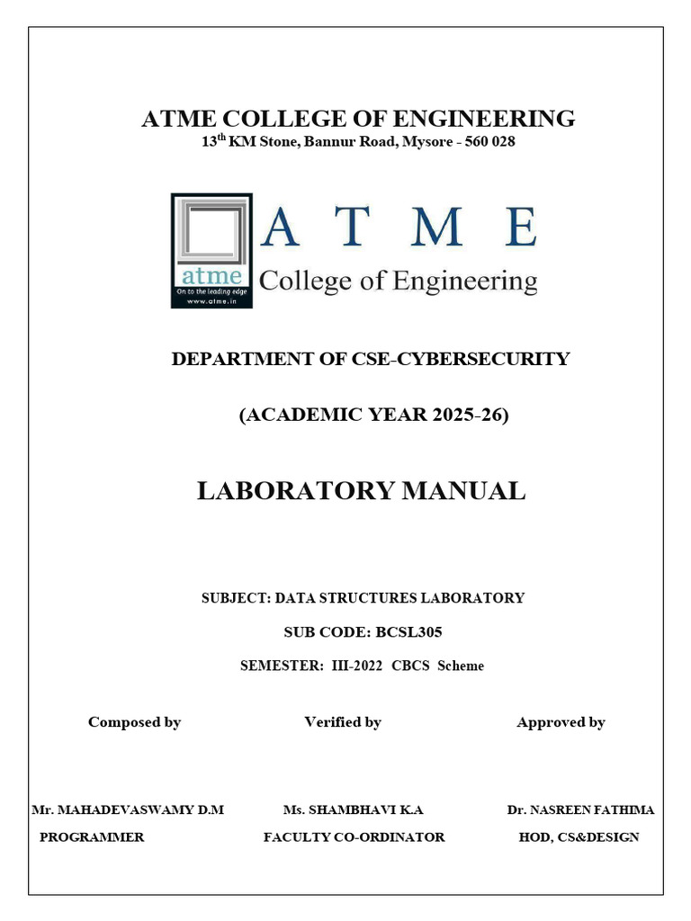 Data Structure 2025-26 Manual PDF Final Copy | PDF | Queue (Abstract ...