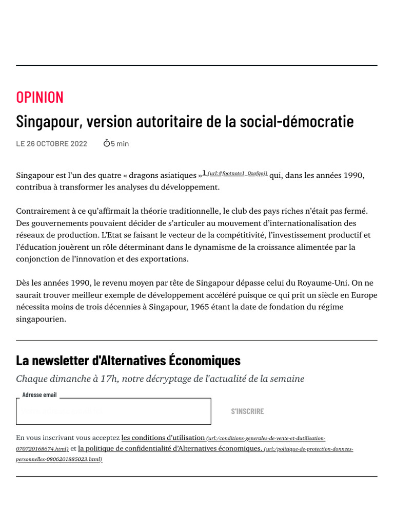 Singapour : modèle autoritaire et prospère | PDF | Singapour ...