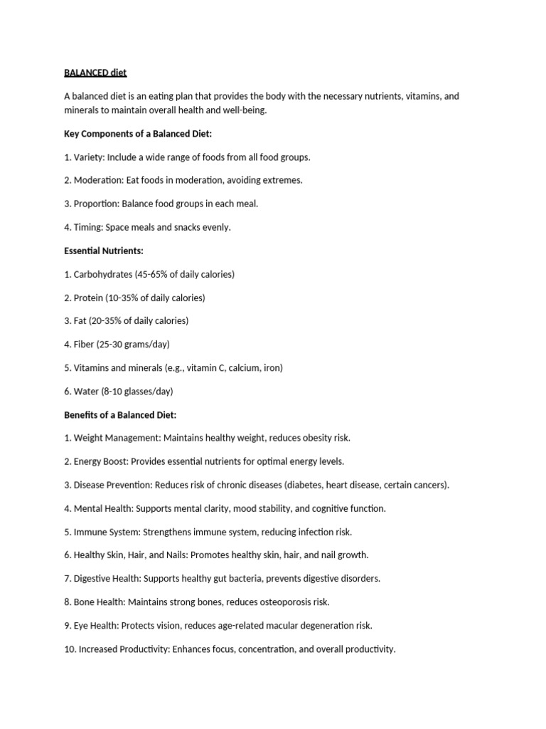 Essential Guide to a Balanced Diet | PDF
