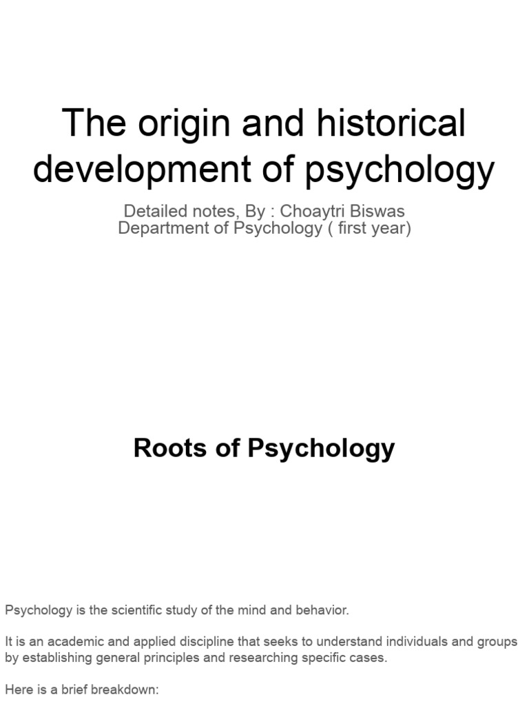Origin and Historical Development of Psychology Detailed Notes by ...