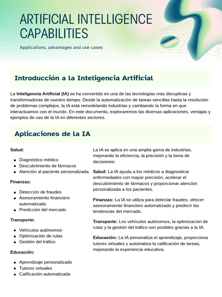 Aplicaciones y Ventajas de la IA | PDF | Inteligencia artificial ...