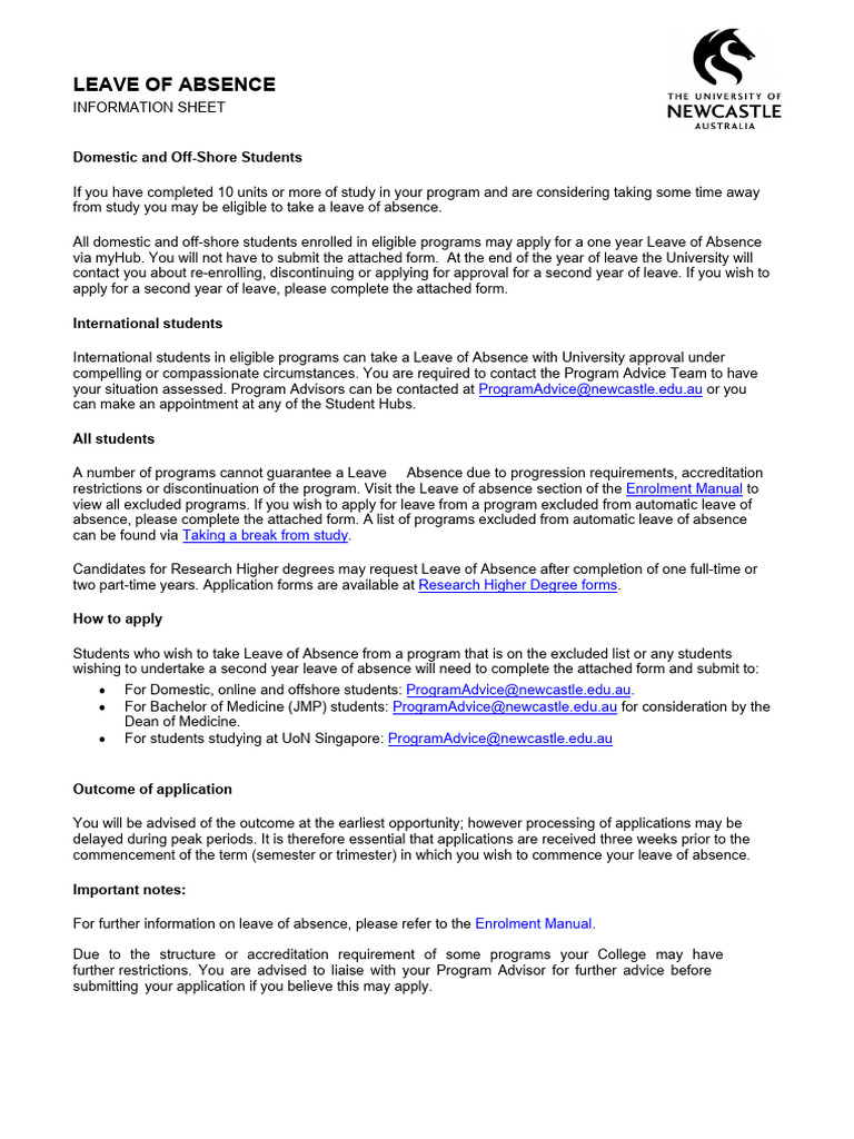 Leave of Absence Guidelines for Students | PDF | Government