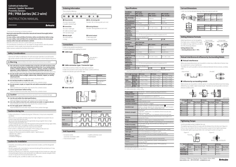 Inductive Proximity Sensor Manual | PDF | Insulator (Electricity ...