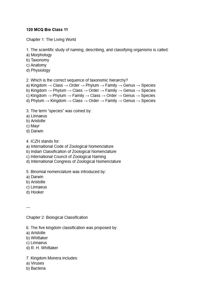 120 MCQs for Class 11 Biology | PDF | Cellular Respiration | Tissue ...