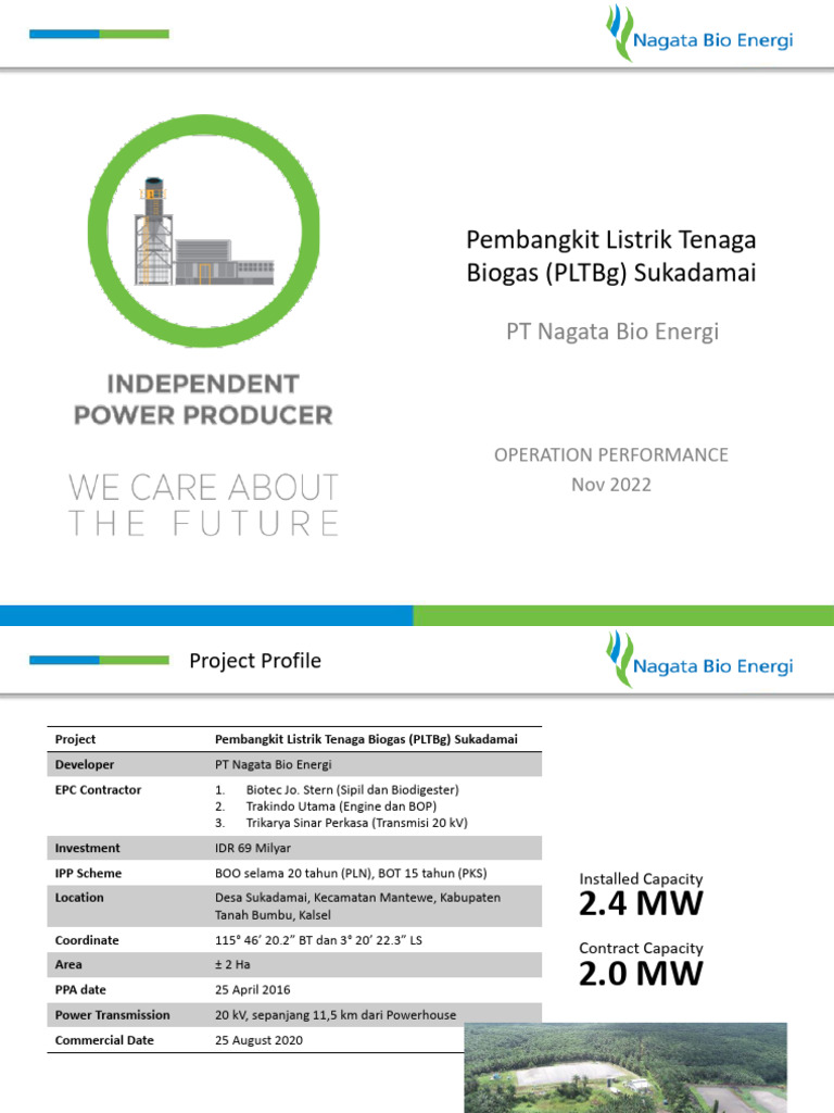 PLTBG Sukadamai 2 MW Nbe - Nov 2022 - STP | PDF | Biogas | Electrical ...