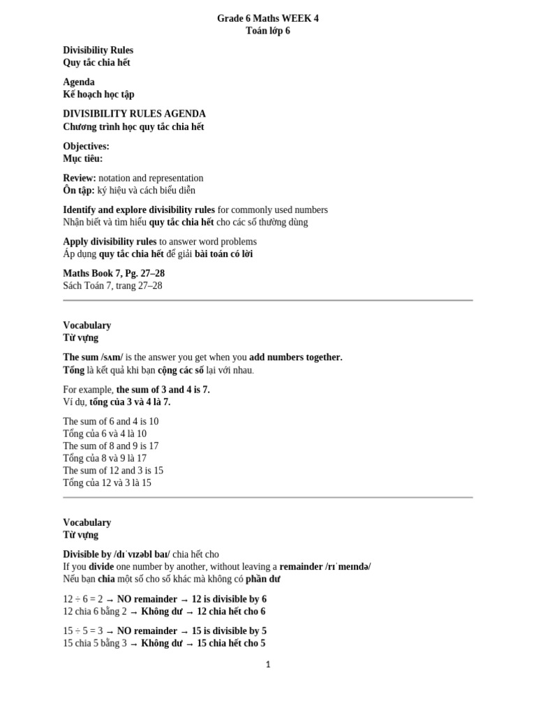 Grade 6 Maths WEEK 4 | PDF