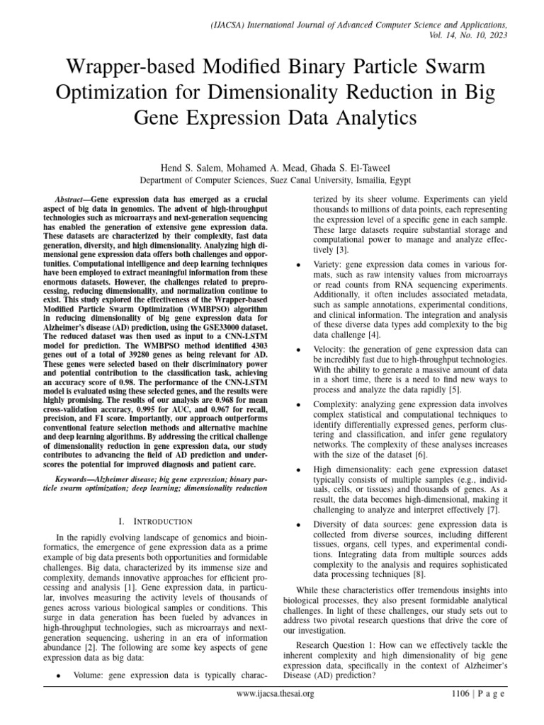 WMBPSO for Gene Expression Dimensionality Reduction | PDF | Deep ...