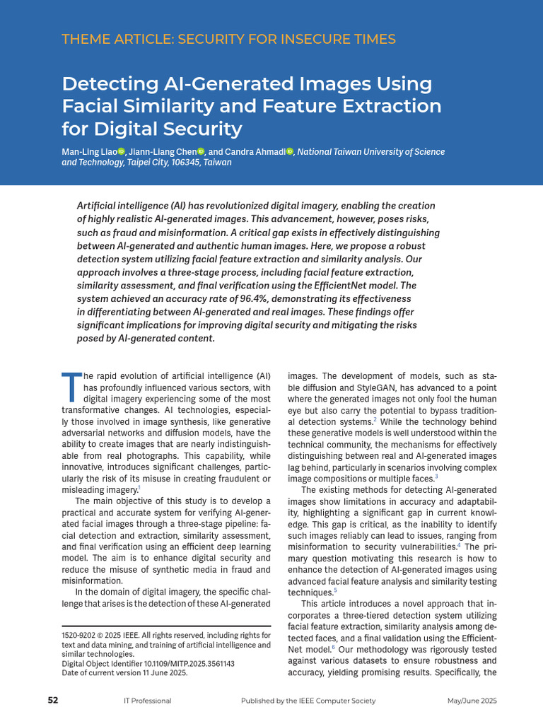 Detecting AI-Generated Images Using Facial Similarity and Feature ...