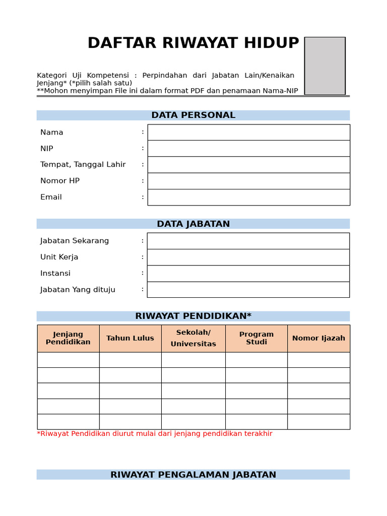 1 - Format DRH Uji Kompetensi JF Adyatama | PDF