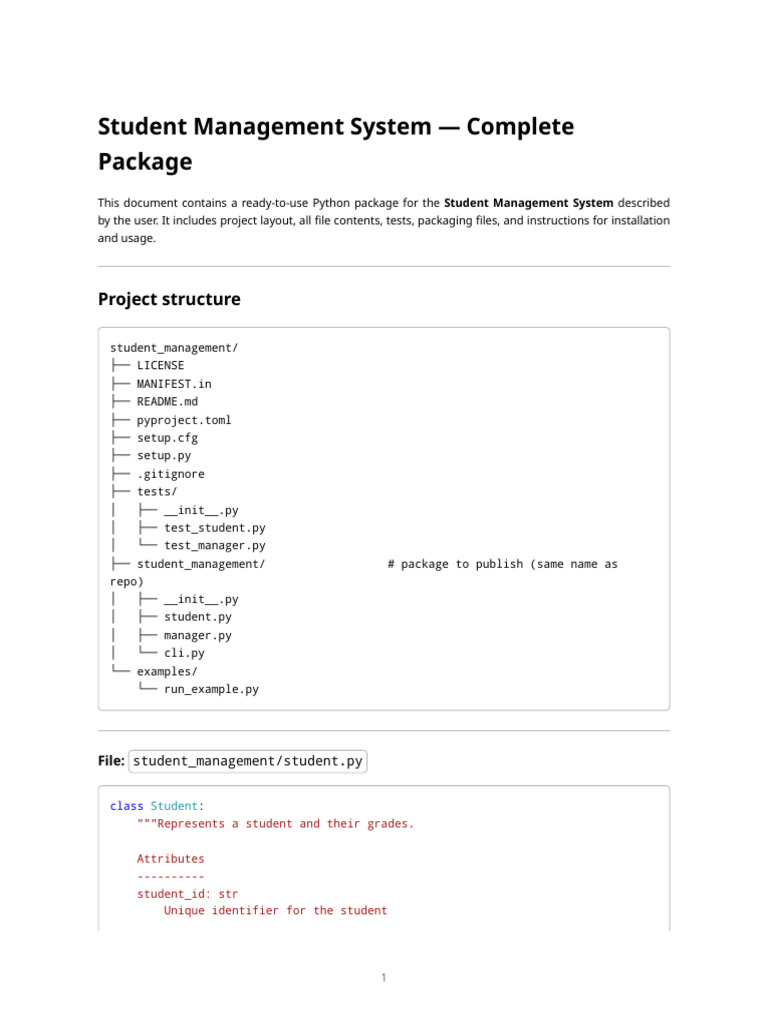Python Student Management Package | PDF | Computing | Software