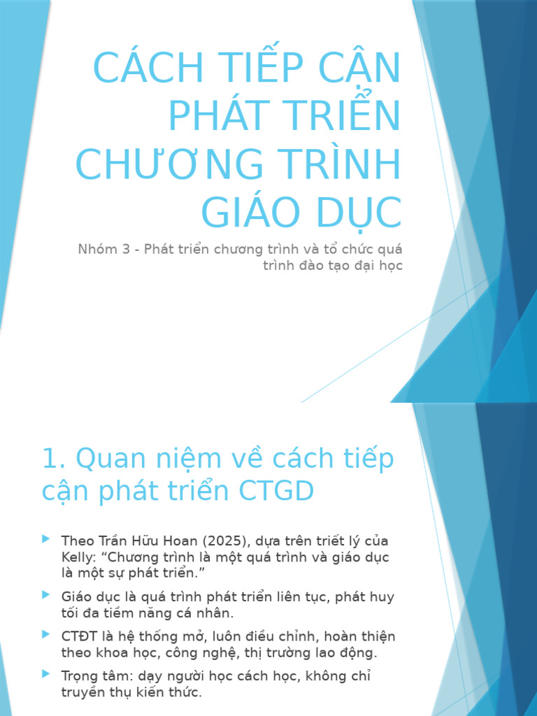 Slide thuyết trình cách tiếp cận phát triển Chương trình giáo dục | PDF