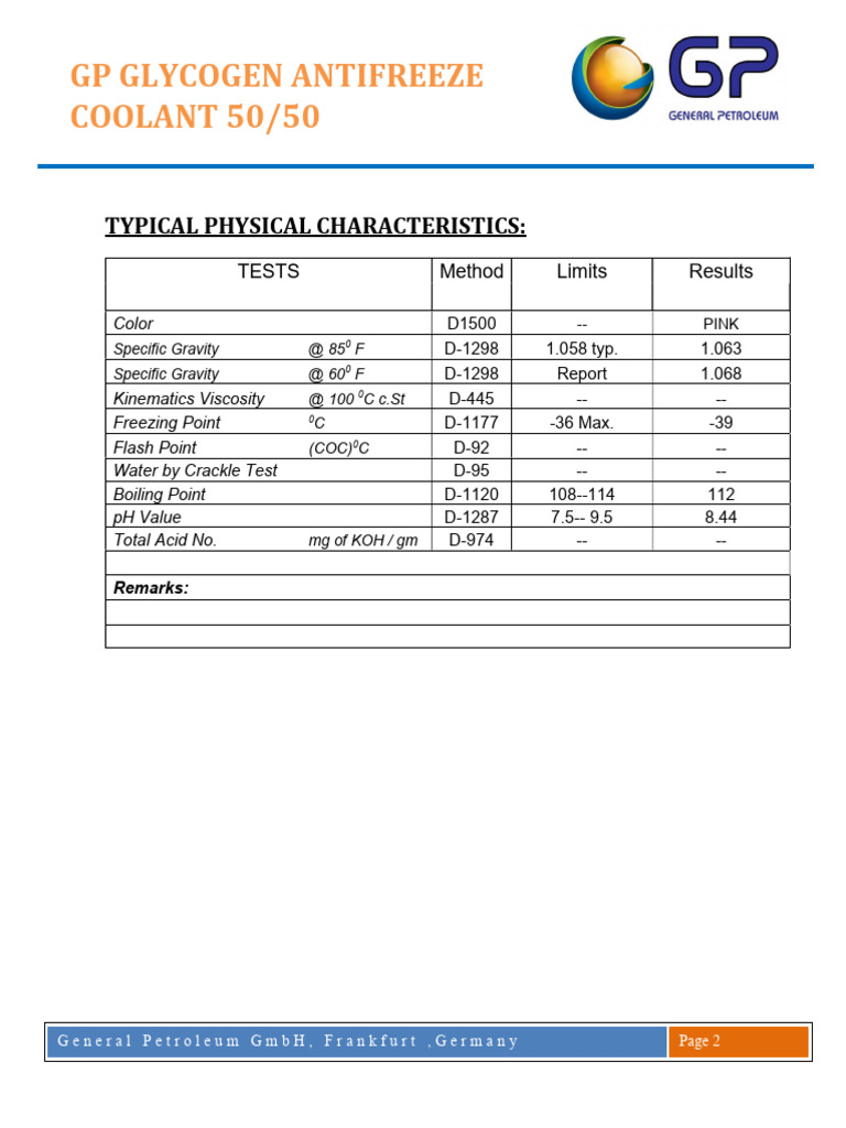 GP Glycogen Coolant Pds Pink Color | PDF