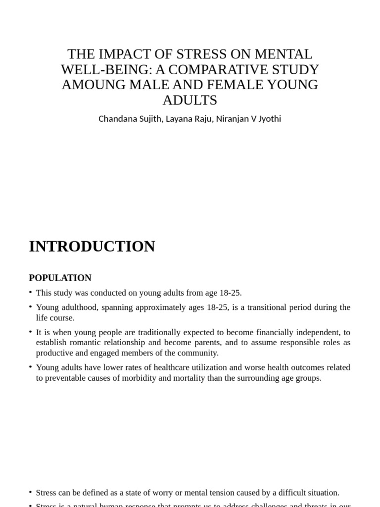 Stress and Mental Well-Being in Young Adults | PDF | Well Being ...