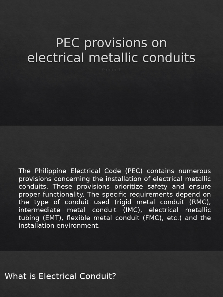 PEC Guidelines for Electrical Conduits | PDF | Wire | Electrical Components