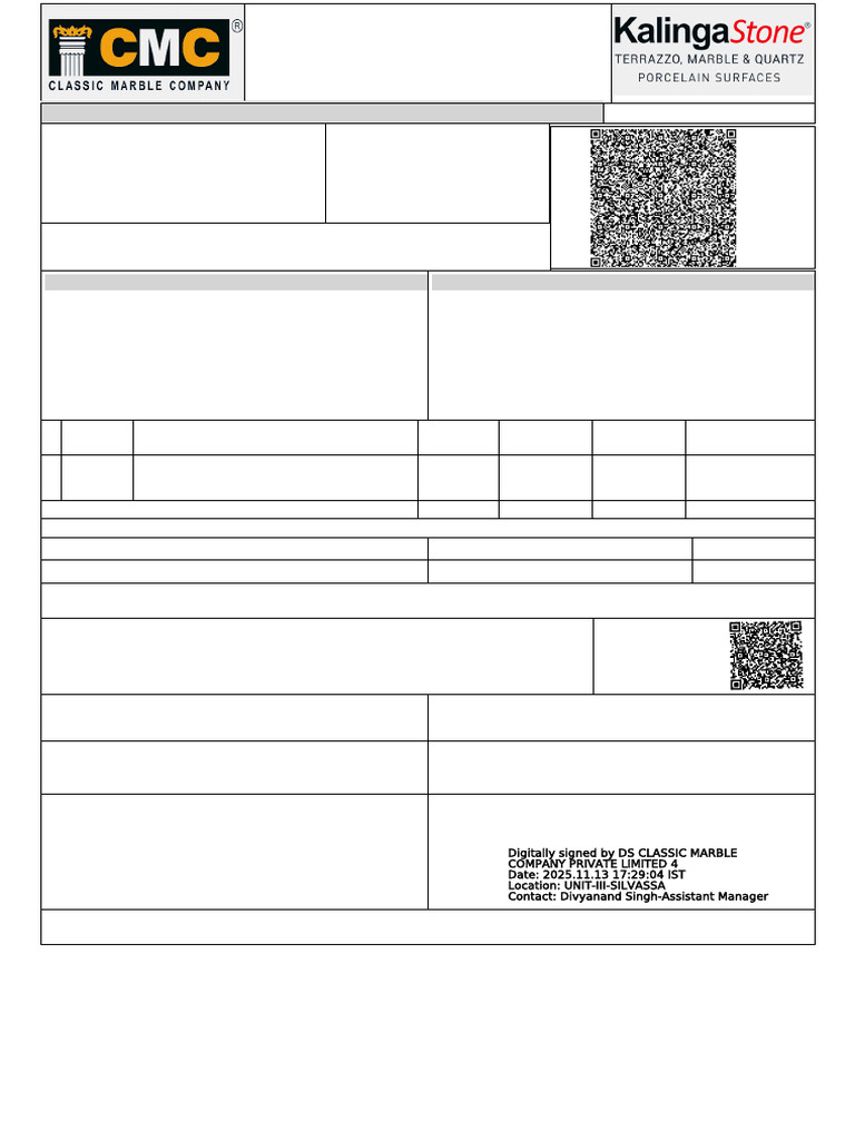 Classic Marble Tax Invoice 2513202870 | PDF | Payments | Cheque