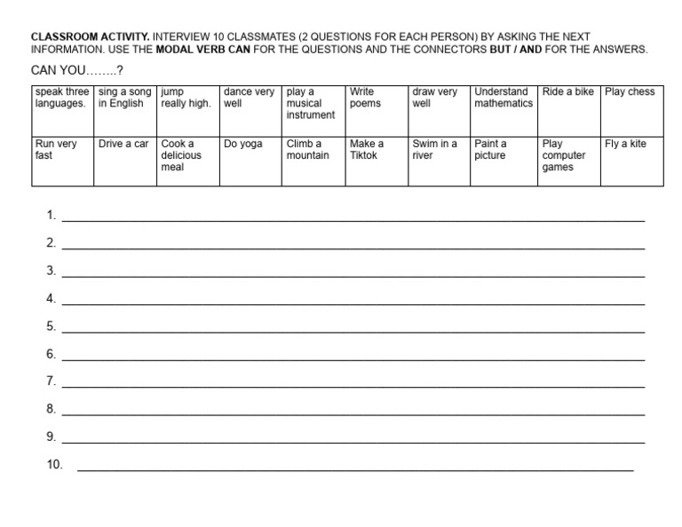 Classmate Interview Activity Guide | PDF