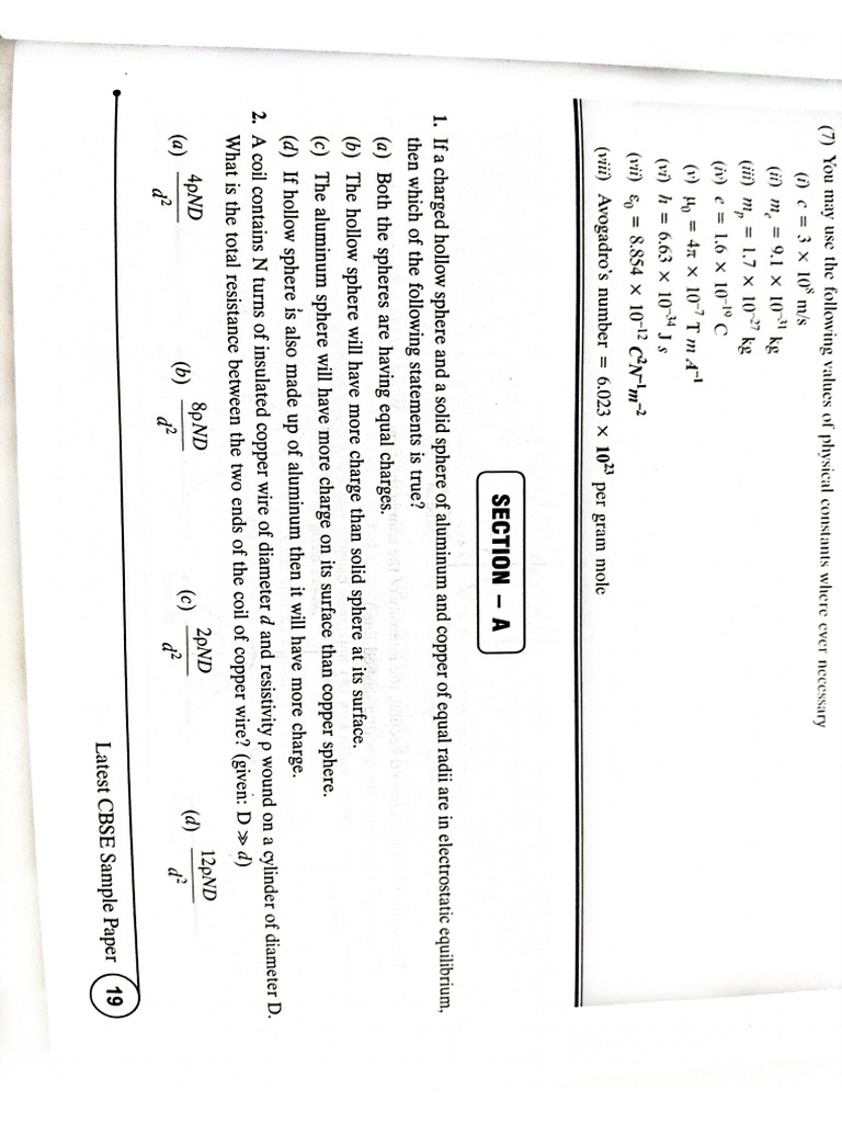 Sample Paper 1 Physics | PDF