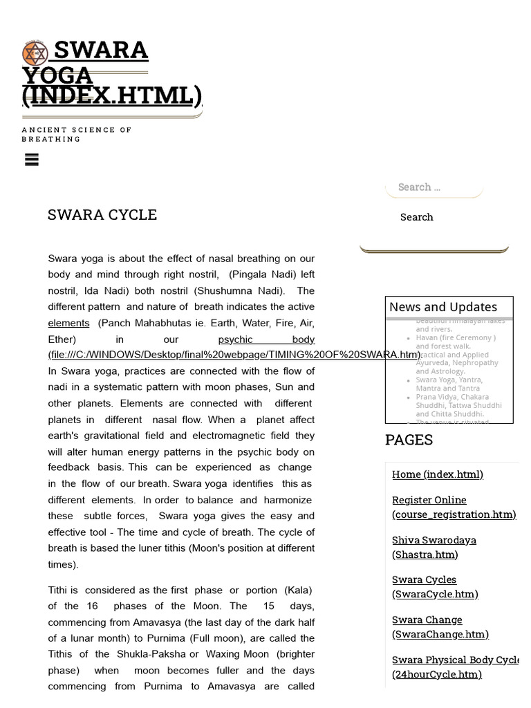 Swara Yoga - Ancient Science of Breathing | PDF | Sunset | Moon