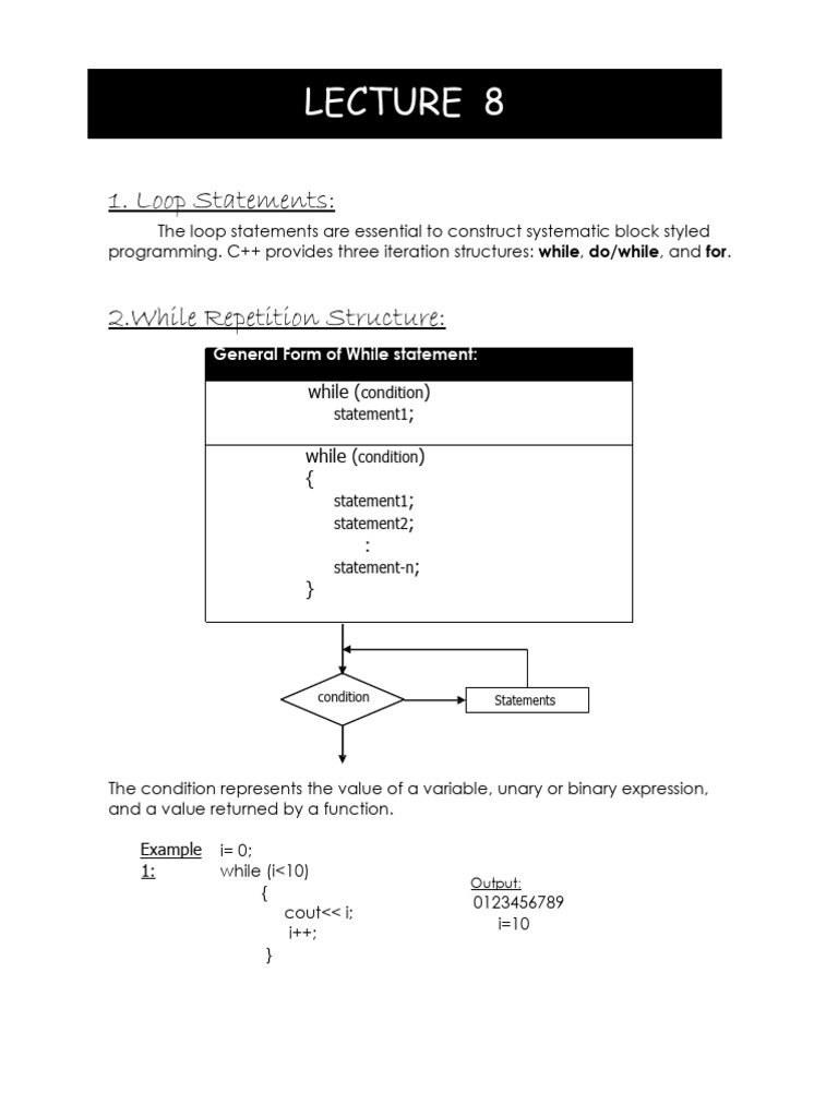 C++ Loop Statements Explained | PDF | Parameter (Computer Programming ...