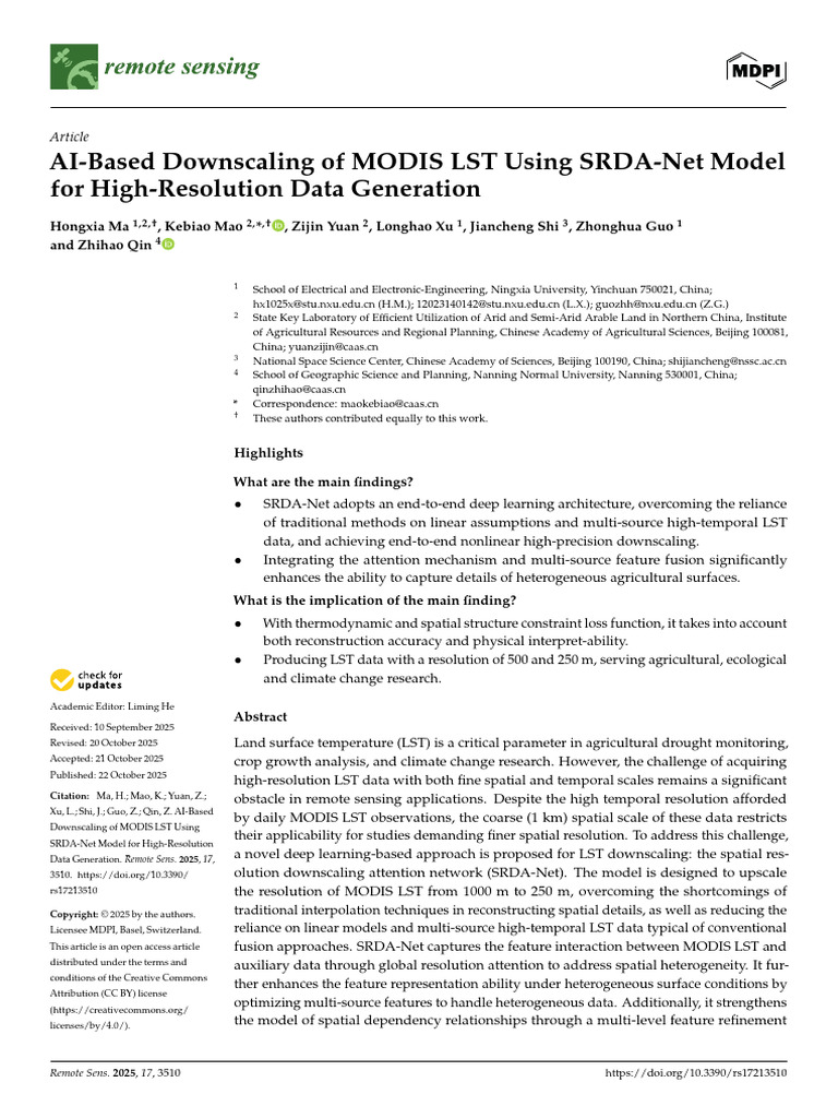 Remotesensing 17 03510 v2 | PDF | Image Resolution | Deep Learning