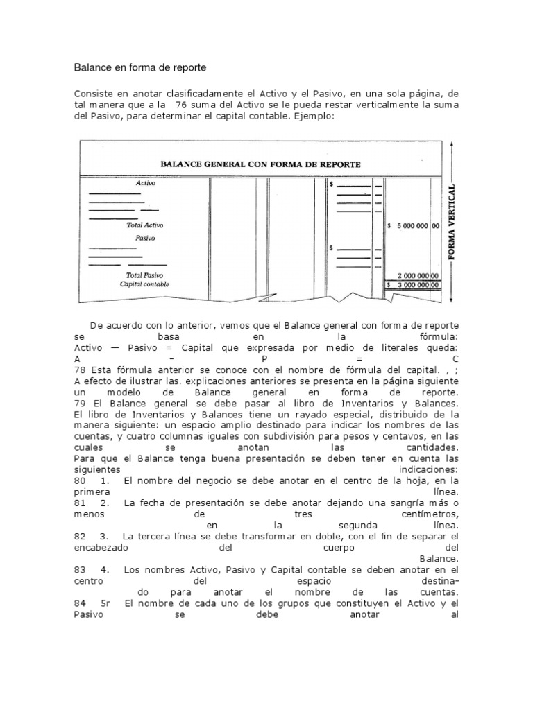 Balance General en Forma de Reporte | PDF | Hoja de balance | Contabilidad