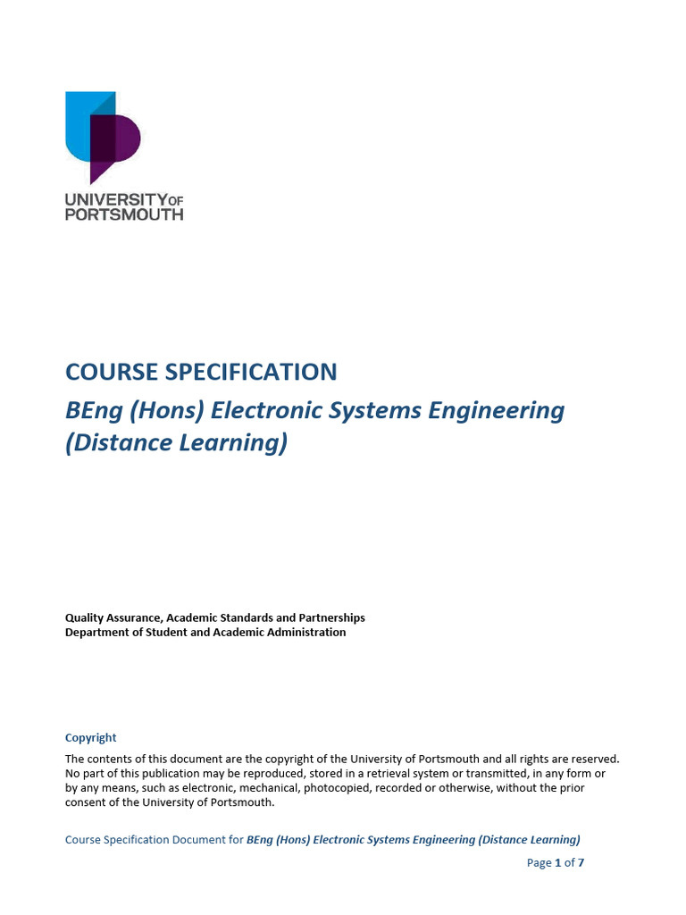 BEng Electronic Systems Engineering DL | PDF | Engineering | Simulation
