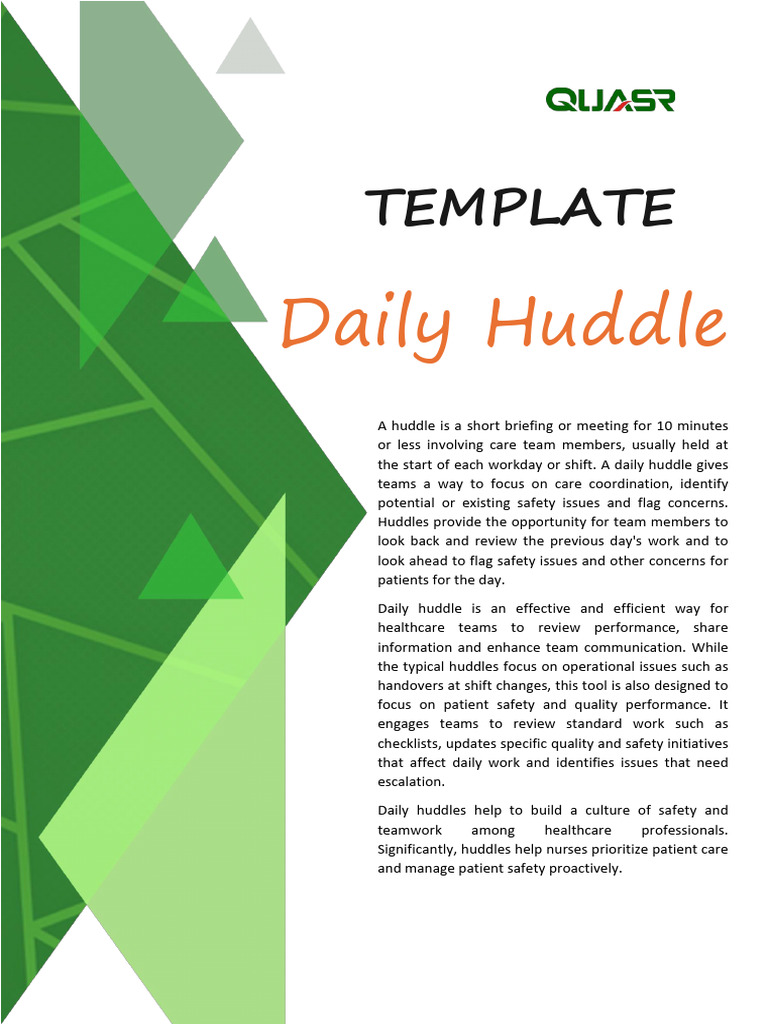Daily Safety Huddle Template | PDF | Patient Safety | Social Programs