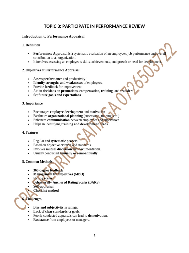 Performance Review Participation Guide | PDF | Performance Appraisal ...