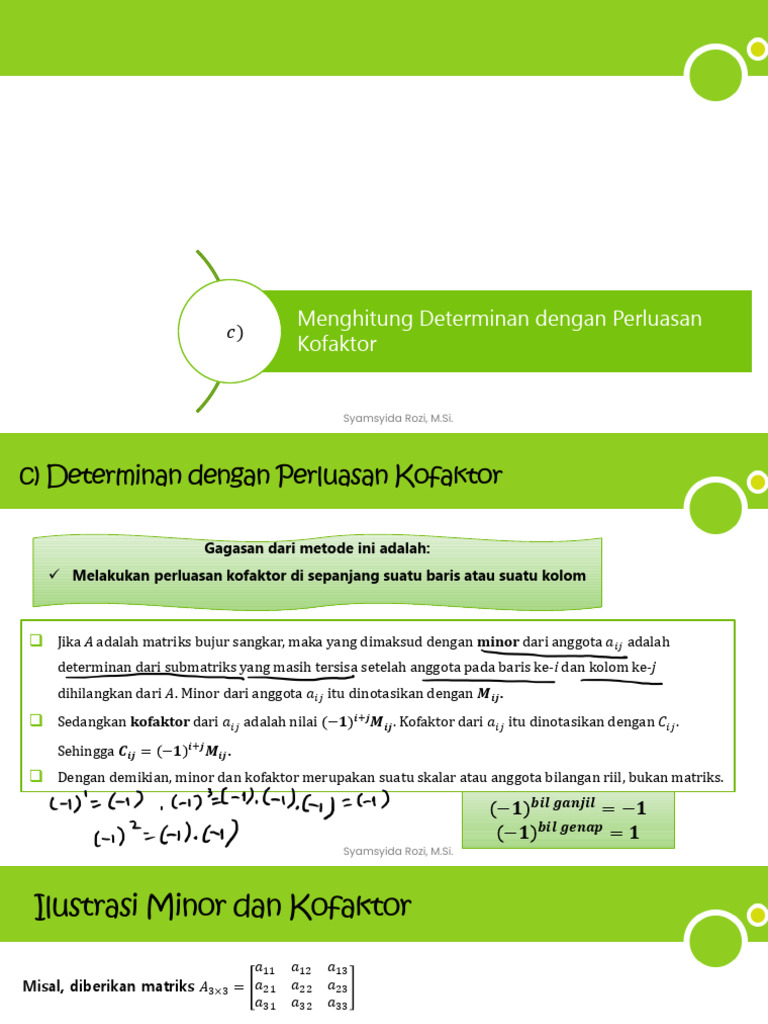 Menghitung Determinan dengan Kofaktor | PDF