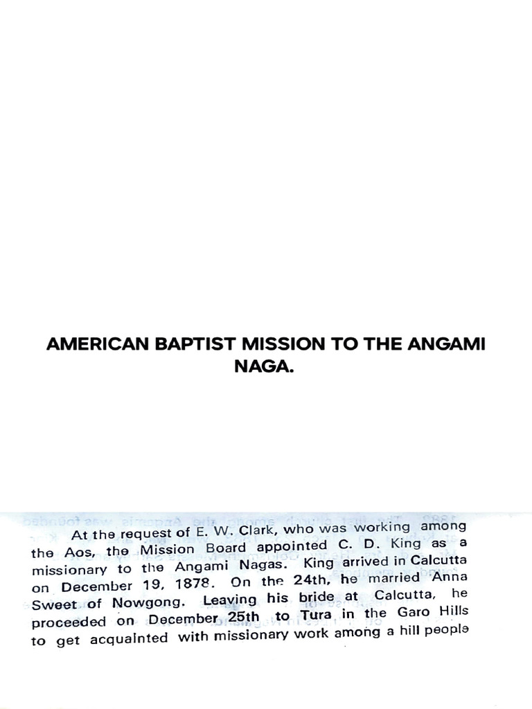 American Baptist Mission to Angami Naga | PDF