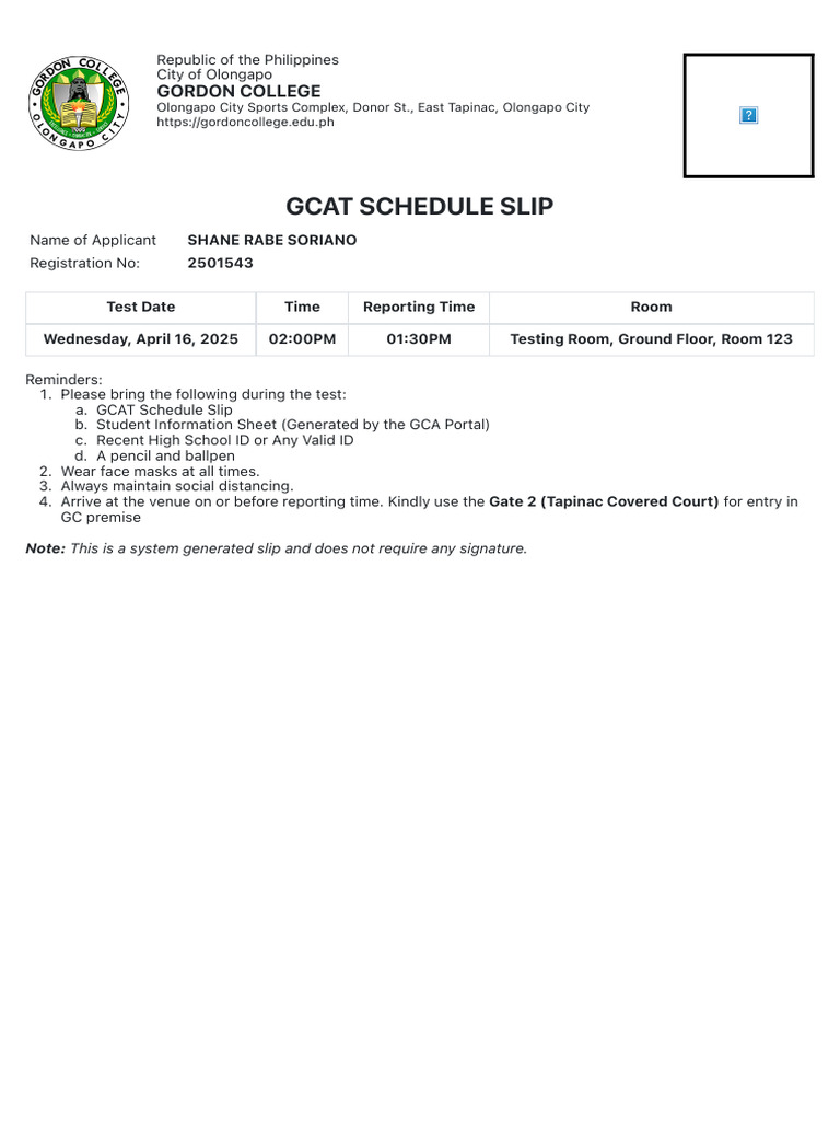 GCAT Slip 2 | PDF