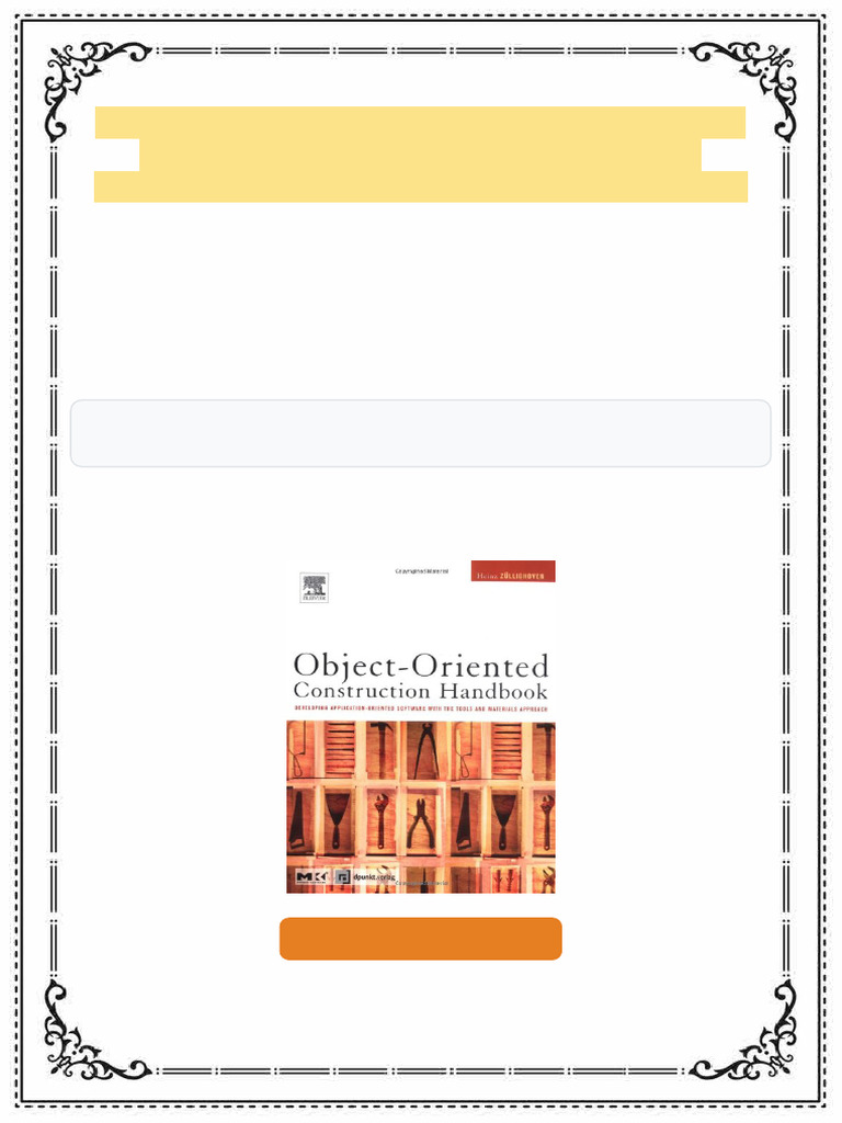 Object Oriented Construction Handbook Developing Application Oriented ...