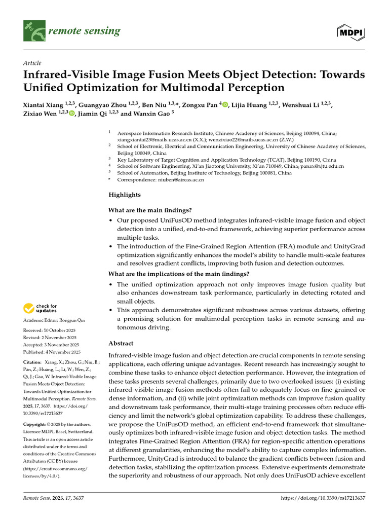 Infrared-Visible Image Fusion for Object Detection | PDF | Mathematical ...