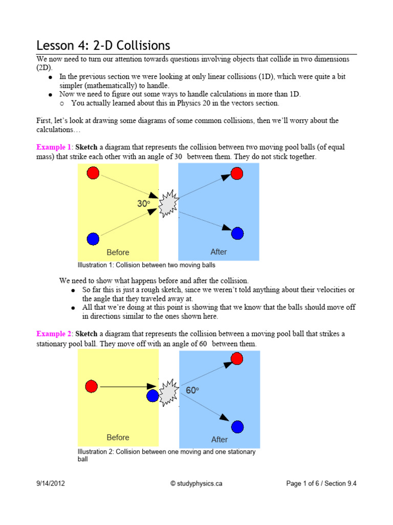 Understanding 2-D Collisions in Physics | PDF | Momentum | Collision