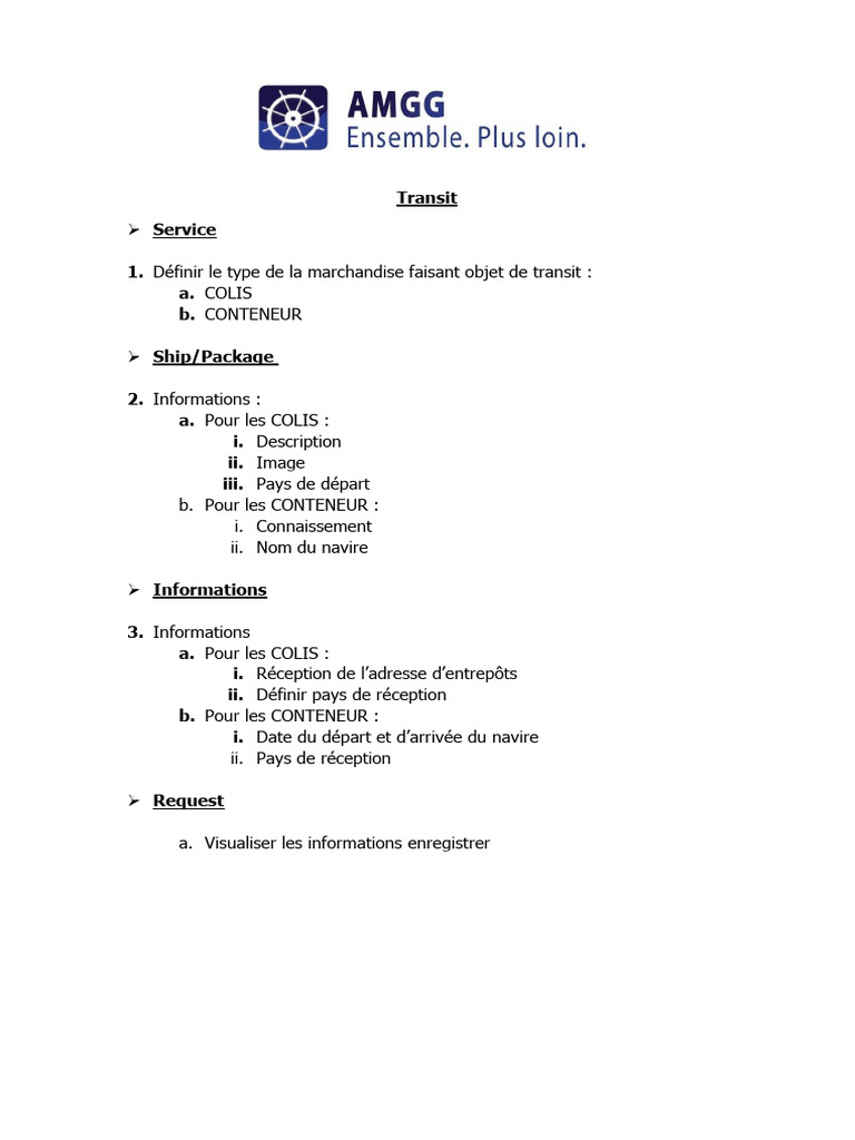 Procédure de Transit et Manutention | PDF