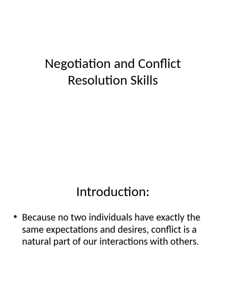 Conflict Resolution and Negotiation Skills | PDF | Nonverbal ...