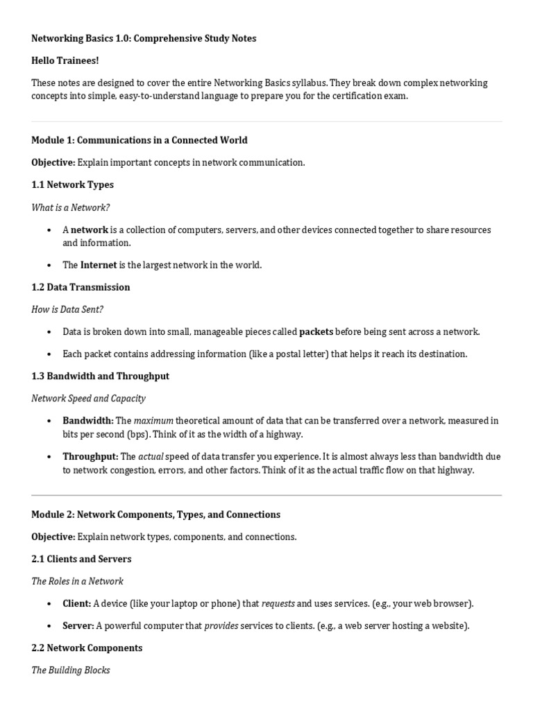 Networking Basics Study Guide | PDF | Computer Network | Ip Address