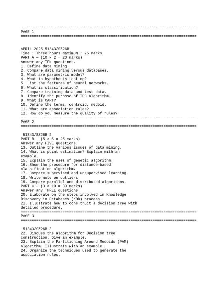 Data Mining Exam Questions and Concepts | PDF