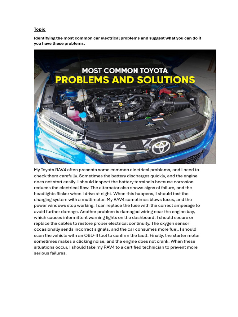 Common Electrical Issues in Toyota RAV4 | PDF