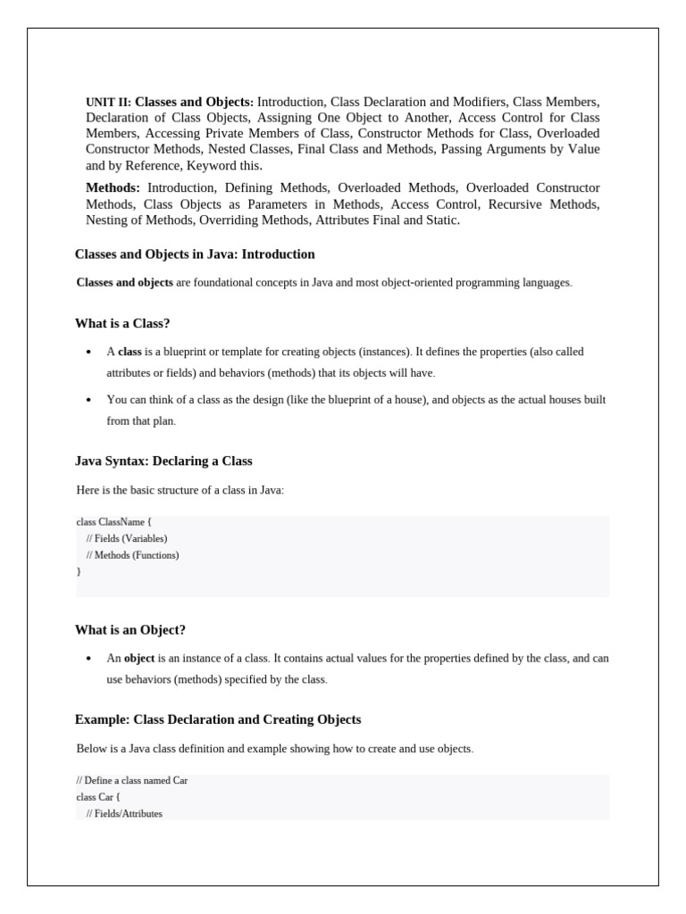 UNIT 2 | PDF | Class (Computer Programming) | Programming